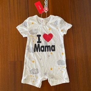 Patpat New Born I Love Mama Letter White Baby Romper with Red Heart, Size 0-3M
